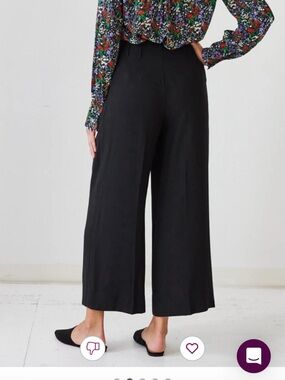Brass Clothing Women's Black Wide-Leg Cropped Pants, 16